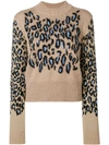 Kenzo Leopard Print Knit Sweater In Beige