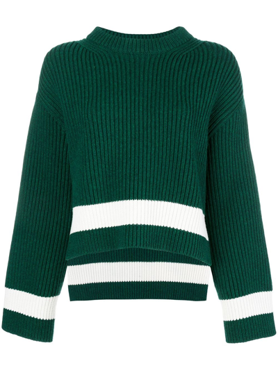 Alexander Mcqueen Striped Ribbed Wool And Cashmere-blend Sweater In Green