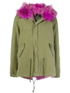 Mr & Mrs Italy Short Length Parka Coat In C2-c4027 Army Lip Pink