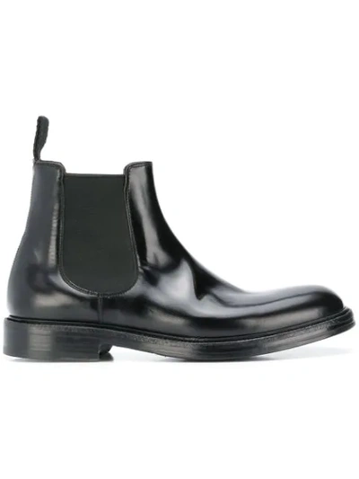 Green George Chelsea Boots In Black
