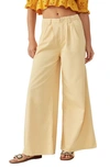 Free People Light As Spring Wide Leg Trousers In Straw