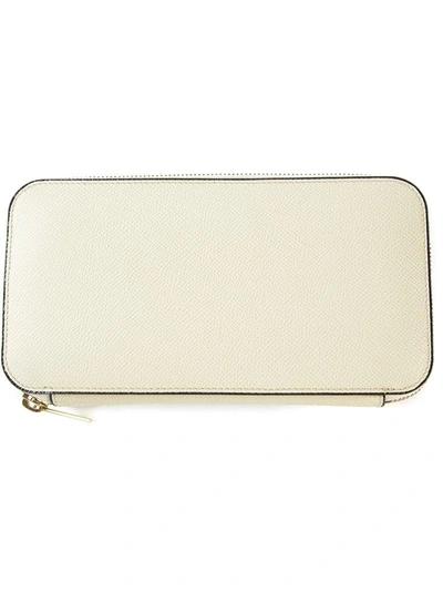Valextra Rounded Zip Wallet In White