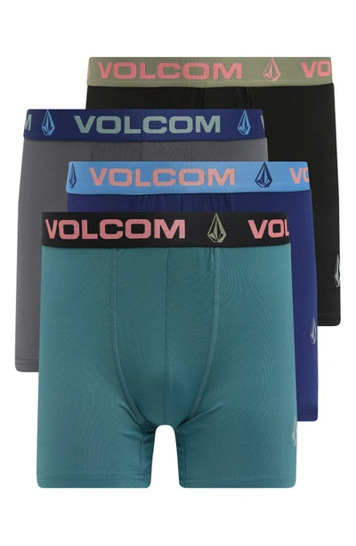 Volcom 4-pack Boxer Briefs In Black Grey Navy Grn