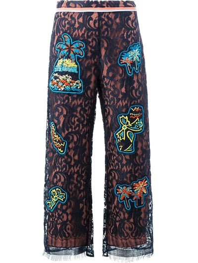 Peter Pilotto Lace Patch Overlay Trousers In Black