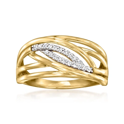 Ross-simons Diamond Twisted Ring In 14kt Yellow Gold In White