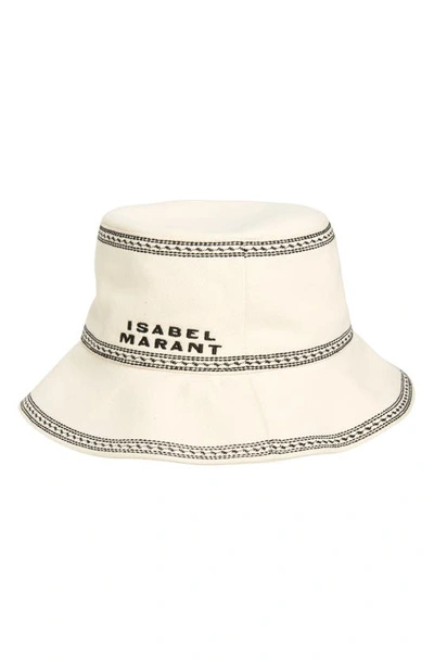 Isabel Marant Halena Embroidered Bucket Hat In Ecru