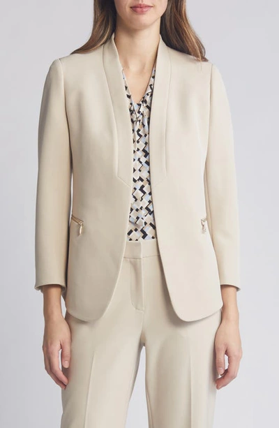 Anne Klein Open Front Stretch Blazer In Soft Latte