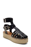 Free People Gable Glad Ankle Strap Espadrille Platform Sandal In Black