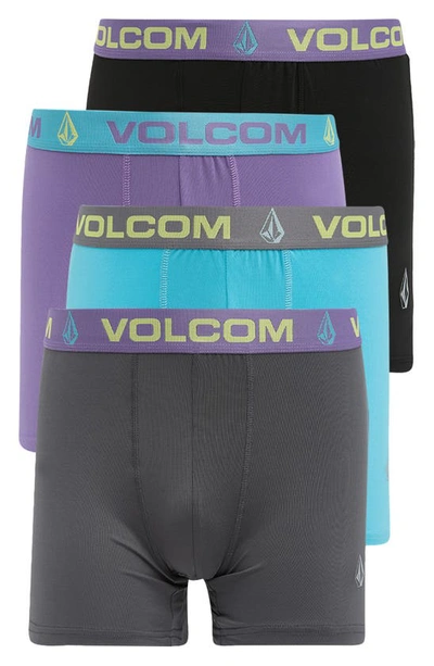 Volcom 4-pack Boxer Briefs In Black Teal Grey Purple