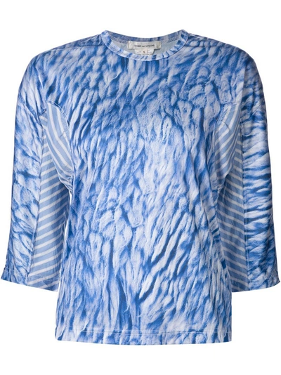 Comme Des Garçons Abstract Print Blouse In Blue