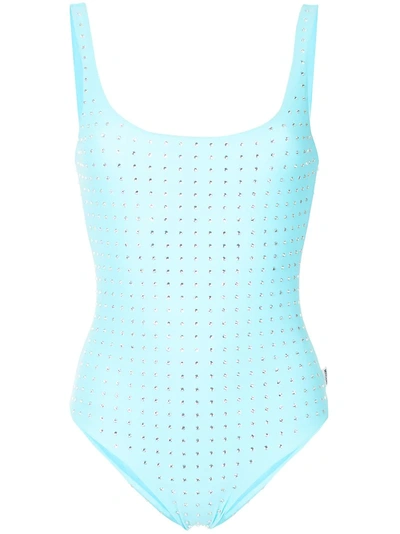 Moschino Embellished Swimsuit In Blue