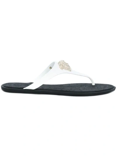 Versace Medusa T-bar Flip Flops - White