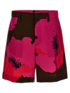 Valentino Print Cotton Shorts In Tabacco/pink