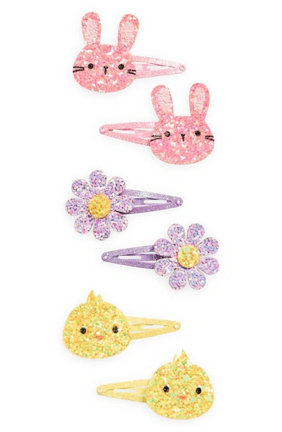 Capelli New York Kids' Assorted Set Of 6 Glitter Hair Barrettes In Pink Combo