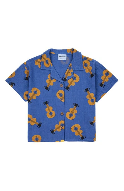 Bobo Choses Kids' Guitar-print Cotton Shirt In Navy Blue