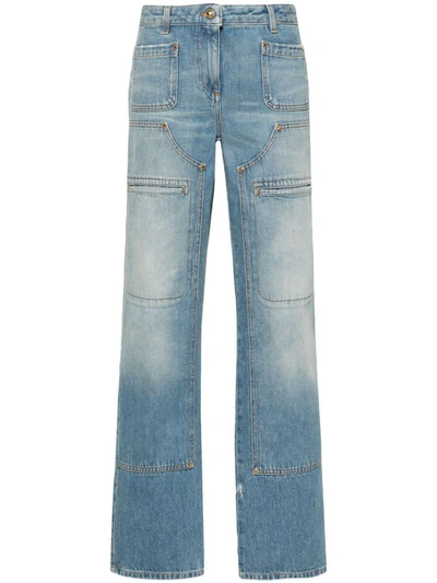 Palm Angels Knee-panel Mid-rise Straight Jeans In Light Blue Light Blue
