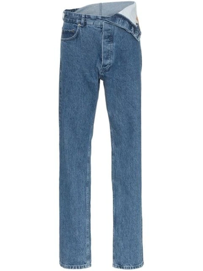Y/project Flap-waist Straight Leg Jeans In Blue
