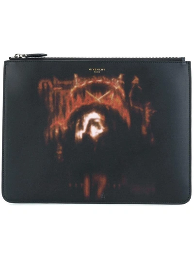 Givenchy Jesus Christ Print Clutch In Black