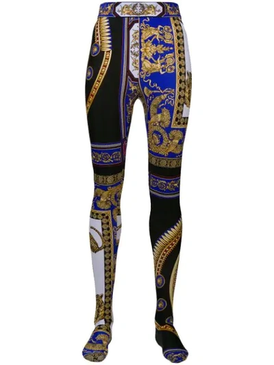 Versace The Lovers Print Tights - Blue