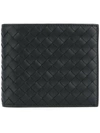 Bottega Veneta Light Tourmaline Intrecciato Coin Purse Bi-fold Wallet  In Black