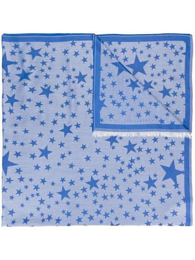 Stella Mccartney Star Print Scarf In Blue