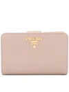 Prada Logo-plaque Foldover Wallet In Neutrals