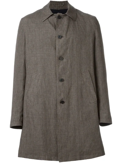 Lardini Single Breasted Checked Coat In Brown