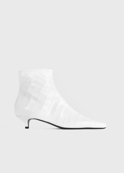 Totême The Croco Slim Ankle Boot White