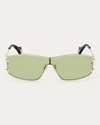 Emilio Pucci Women's Pale Green Cutout Logo Shield Sunglasses