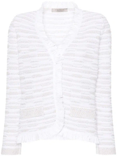 D-exterior Frayed-edge Tweed Jacket In White