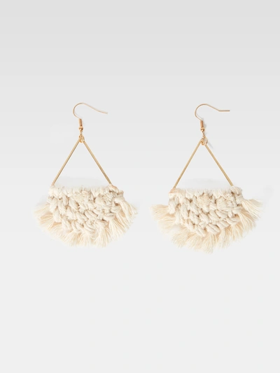French Connection Woven Fringe Earrings Natural/gold