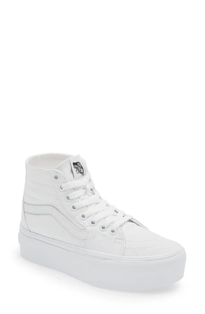 Vans Sk8-hi Tapered Stackform Platform Sneaker In Canvas True White
