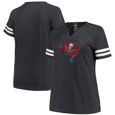 Fanatics Branded Charcoal Tampa Bay Buccaneers Plus Size Raglan Notch Neck T-shirt