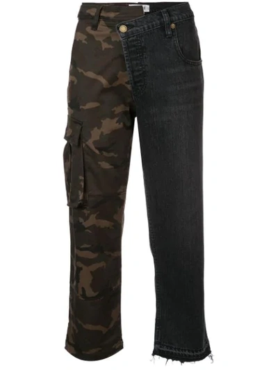 Monse Split Camouflage Cargo Jeans In Grey