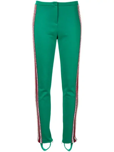 Gucci Crystal Embellished Stirrup Leggings In Green