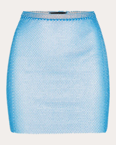 Santa Brands Women's Sheer Rhinestone Mesh Mini Skirt In Blue