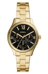 Fossil Rye Multifunction Three-hand Quartz Bracelet Watch, 36mm In Gold/ Black