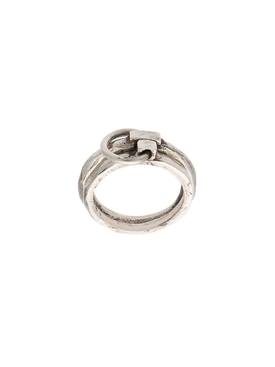 Henson Linked Carved Ring Set In Metallic