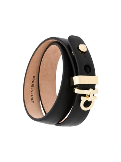 Ferragamo Gancini Adjustable Bracelet In Black