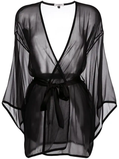 Gilda & Pearl Ava Silk Sheer Robe In Black