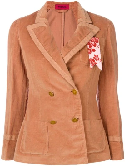 The Gigi Double Breasted Blazer In Camel