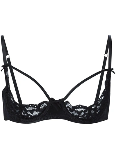 Fleur Du Mal 'charlotte' Lace Peekaboo Bra In Black