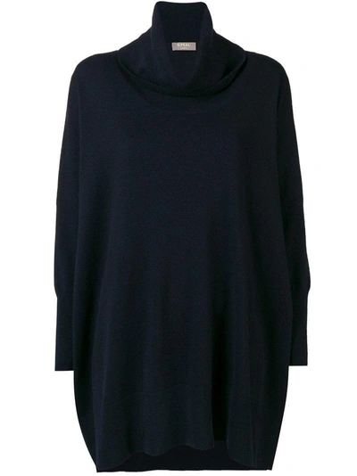 N•peal Cowl Neck Knitted Poncho In Blue