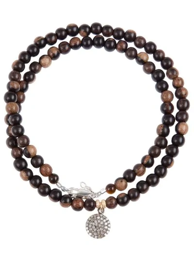 Catherine Michiels Crystal Disc Beaded Necklace In Brown