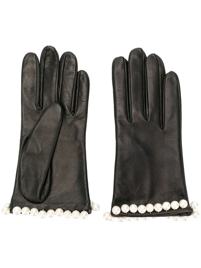 Manokhi Pearl Embellished Gloves In Black
