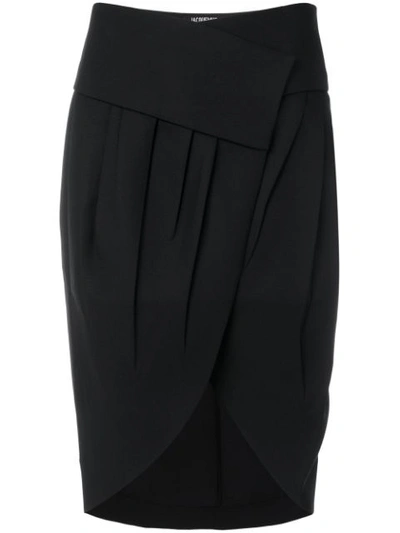 Jacquemus Asymmetric Pleated Wrap Skirt In Black