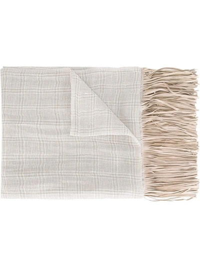 Woolrich Fringed Scarf In Nude & Neutrals