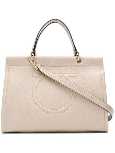 Ferragamo Gancini Motif Tote In Neutrals