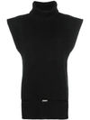 Alexander Mcqueen Split Back Wool & Cashmere Turtleneck Sweater In Black