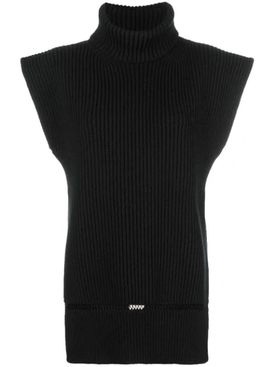 Alexander Mcqueen Split Back Wool & Cashmere Turtleneck Sweater In Black